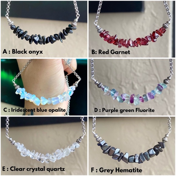 Double layer moth skull moon charm & gems of your choice goth boho necklace - Picture 7 of 13